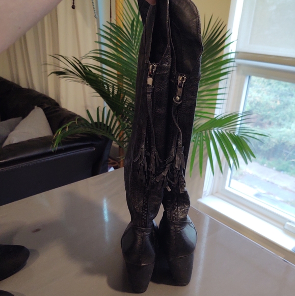 Steve Madden,Black Leather Upper to the Knee Boots - Picture 2 of 5